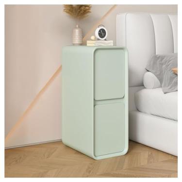 Imagem de SPXMQSS Armário de cabeceira estreito, mesa de cabeceira com 2 gavetas armário de armazenamento para quarto, sala de estar, mesa de cabeceira, 20 x 40 x 50 cm, verde