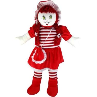 Imagem de Boneca De Pano Márcia Pelúcia Tecido Brinquedo 82cm Vermelho - Polybab