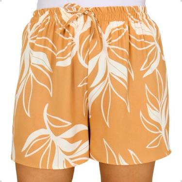 Imagem de Short Plus Size Estampado Com Bolso Leve Tecido Duna - 40 Graus, Bege,