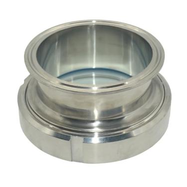 Imagem de VARMHUS Vidro de visão sanitário de aço inoxidável 304 de conexão rápida, tipo união tripla com junta de silicone azul e orifício rosqueado interno, janela de observação de tanque sanitário (OD 102