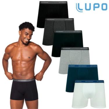 Imagem de Kit 6 Cuecas Boxer Lupo Algodão Original Confortáveis, Multicor, G