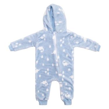 Imagem de MACACAO INFANTIL COM CAPUZ BABY JOY WEAR MICROFIBRA ESTAMPADO DINO AZUL G