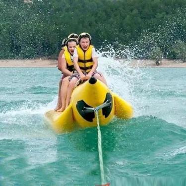 Imagem de LMJYU Barco banana inflável com reboque de jet ski, 3/10 pessoas, banana boat inflável para esportes aquáticos