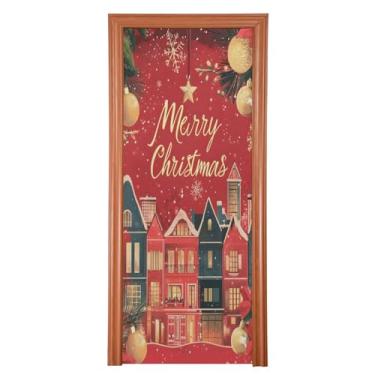 Imagem de Wassud Decorações de Casas de Natal Capa de Porta Decoração de Natal Exterior Banner Interior Decoração de Casa Grande Decoração de Porta da Frente 91 cm x 248 cm