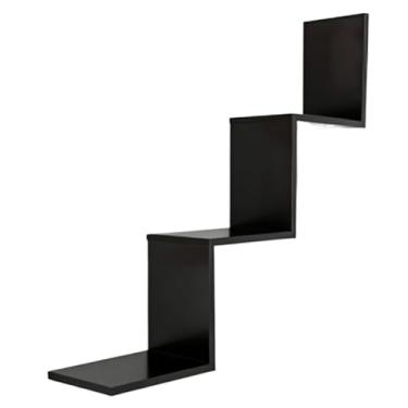 Imagem de Nicho estante quarto decoração MDF W escritório sala de estar cozinha organizador zig zag(Preto)