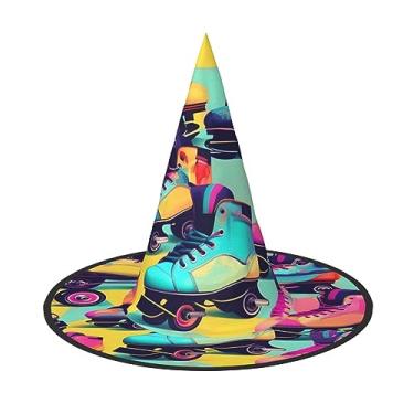 Imagem de Patins Retrô Estampa Colorida Chapéu de Bruxa Halloween Adulto Chapéu de Halloween Fantasias Chapéus de Bruxas, Decoração de Dia das Bruxas Festa