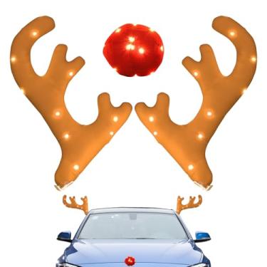 Imagem de Decoração de de rena | Conjunto de chifres festivos para decoração de Natal | Decoração de telhados de rena | para festa de caminhão automotivo Van SUV