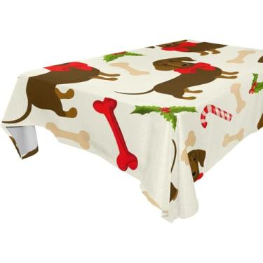 Imagem de Burbuja Toalha de mesa para cães de Natal, toalha de mesa quadrada, anti-rugas, grossa para decoração de jantar, cozinha, festa, 137 x 137 cm