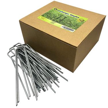 Imagem de Ugold Pacote com 120 estacas de jardim galvanizadas, grampos de paisagem, calibre 11 de 15 cm, estaca de cerca, ideal para materiais de jardinagem resistentes à ferrugem para ancoragem de paisagismo,