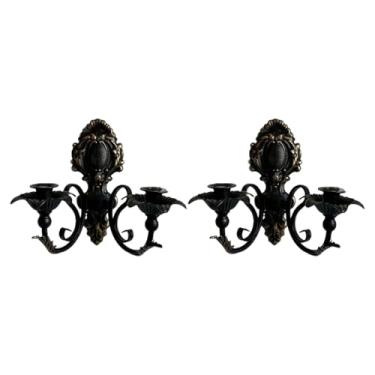 Imagem de Ｂｅｓｇａ Castiçal de parede estilo candelabro nórdico para decoração de casa de campo, aniversário, quarto ou sala de jantar, Preto