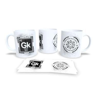 Imagem de Caneca de Cerâmica Branca com Estampa Geek, Design Elementos Periódicos e Nerd por Escolha, Tema Científico (15042)