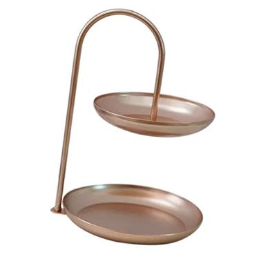 Imagem de GLOGLOW Bandeja de Servir Frutas de 2 Camadas, Suporte Multifuncional para Cupcake de Ferro Dourado, Suporte de Sobremesa Em Camadas à Prova de água para Lanche, Pão, Doces, chá, chá de bebê, Casamento, Cozinha, Balcão, Talheres (Ouro rosa)