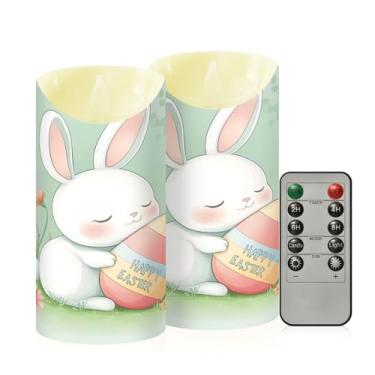 Imagem de Wassud Pacote com 2 velas sem chama de coelho dormindo com controle remoto, velas realistas cintilantes com temporizador, velas decorativas para Natal, casamento, festa, decoração de casa média