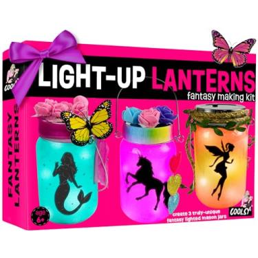 Imagem de WOOODLIFY Kit de artesanato de lanterna de fada - presente para meninas - pote de luz noturna faça você mesmo projeto de arte de decoração de jardim, atividades criativas para festa de aniversário e