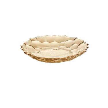 Imagem de Fruteira Prato decorativo de frutas feito de vidro, prato de lanche doméstico, prato de doces, prato de frutas Decoração de mesa(Yellow,Pequeno)
