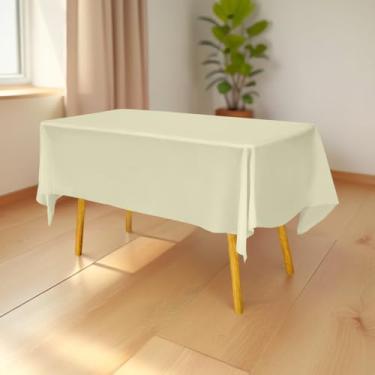Imagem de Toalha de mesa de plástico premium 137 cm x 277 cm. Capa de mesa retangular - Marfim