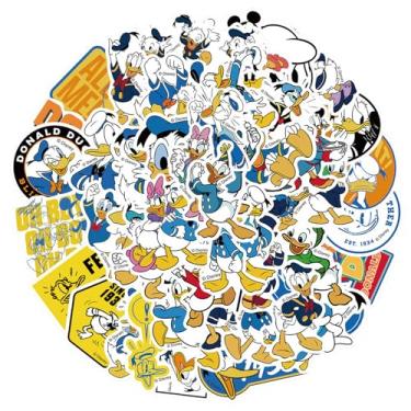 Imagem de Adesivos de Pato Donald para garrafas de água 50 peças adesivos bonitos, à prova d'água, bonitos e modernos, adequados para copos, telefones, bicicletas, guitarras, malas, piano, skate.