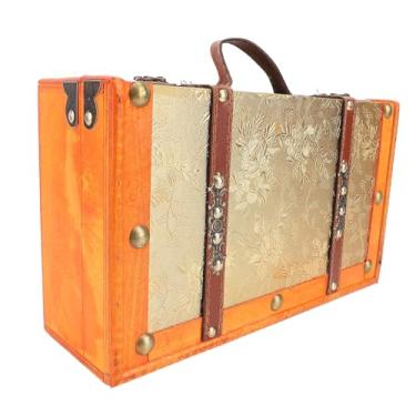 Imagem de Ymiko 13,5" C X 7,9" L X 4,3" H Retro Mala de Armazenamento para Organização Doméstica e Decoração de Fundo de Fotos, Estilo Portátil de Bagagem de Madeira