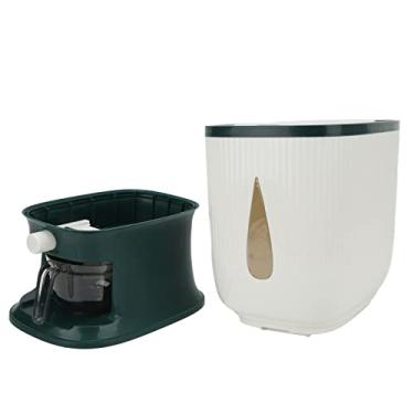 Imagem de Cryfokt Dispensador de Arroz Doméstico de Grande Capacidade, Recipiente de Armazenamento de Grãos de Recuperação Automática para Bancada de Cozinha Com Copo (Verde)