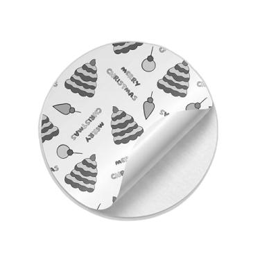 Imagem de Adesivos Redondos Natalinos 25 Unidades Estampa Doodle Fundo Natal - Tamanho 50x50cm