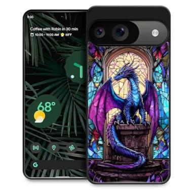 Imagem de WANKBLC Capa compatível com Google Pixel 9 9 Pro, proteção à prova de choque para homens mulheres antiderrapante para Google Pixel 9 9 Pro Crazy Pattern Vitral Azul Roxo Diamante Dragão