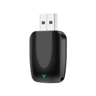 Imagem de Adaptador CarPlay sem fio para iPhone, adaptador Apple CarPlay com fio para sem fio, tamanho mini com cabo de extensão USB e USB-C/Tipo-C, controle estável e sem atraso, preto