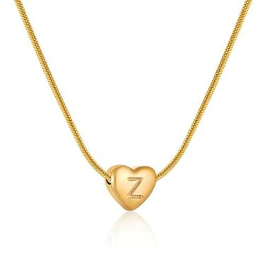 Imagem de Colar Personalizado Coração com Letra Inicial - Pingente Coração Pequeno A a Z em Banho de Ouro 18K ou Prata (Ouro,Z)