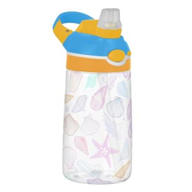 Imagem de Garrafa de água esportiva Tritan de 473 ml com canudo para crianças, meninas, meninos, garrafa de água à prova de vazamento, reutilizável e portátil, copo de viagem infantil, alça de transporte, linda