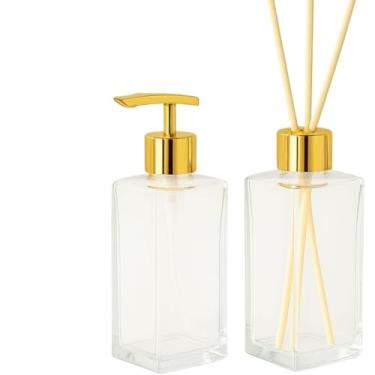 Imagem de Kit Lavabo Luxo Turmalina em PET com Difusor, Saboneteira e Bandeja Espelhada – Porta Sabonete Decorativo para Banheiro(PRETO)