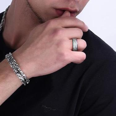 Imagem de Anel para homens e mulheres de aço inoxidável para ansiedade, joalheiro, giratório, anel de polegar 14 quilates/preto/banhado a cores tamanho 7-12, 08, Aço inoxidável, Sem pedra preciosa