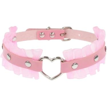 Imagem de Acecare Colar de couro preto com corrente de ouro e sino – Colar gargantilha ajustável para mulheres, conjunto de gargantilha de couro sintético para cosplay, moda gótica e dramatização, universal