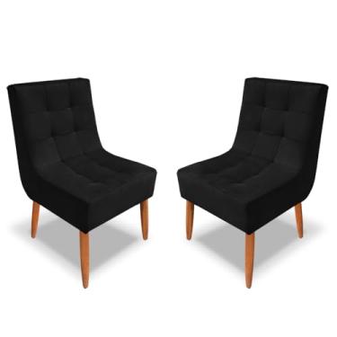 Imagem de Kit Cadeira Estofada Decorativa Para Sala de Jantar Quarto Penteadeira Quarto (preto)