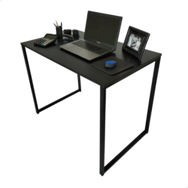 Imagem de Mesa de Escritório Moderna, 120 cm, Design Minimalista, Estrutura de Metal Preta, para Home Office (preto)