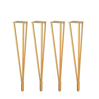 Imagem de TRGCJGH Pernas de móveis de cabelo dourado 4 peças pernas de armário de metal pernas de sofá modernas para cômoda suporte de TV mesa lateral, A-28,3 polegadas