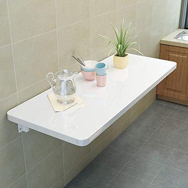 Imagem de TRGCJGH Mesa dobrável flutuante montada na parede Mesa de jantar de folha de gotejamento Pequena mesa montada na parede para escritório em casa pequenos espaços, branco-60 x 40 cm