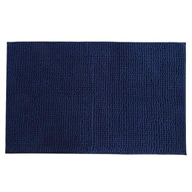 Imagem de SIWOTED Chenille Antiderrapante Absorvente de Água Tapete Antiderrapante Banheiro Sala de Estar (Dark Blue)