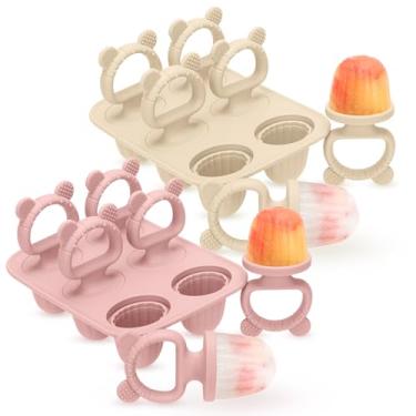 Imagem de 2 pacotes de moldes de picolé de silicone com palitos, mini moldes de picolé para bebês moldes de picolé de leite materno para alívio da dentição, máquina de fazer picolé congelado, molde de picolé