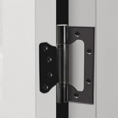 Imagem de Dobradiças de porta sem encaixe, dobradiças de porta resistentes de fácil instalação - Fechamento automático suave para portas internas, armários de cozinha, móveis (preto)