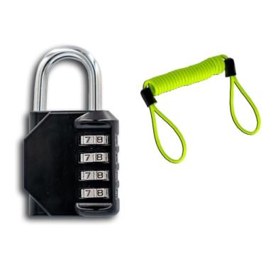 Imagem de Cadeado de combinação de 4 dígitos e cabo flexível para bloqueio multiuso