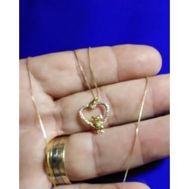 Imagem de Pingente Filhos Ouro 18 Kilate Vazado 1.20 Gramas Brilhantes 1 ponto -