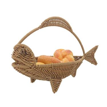 Imagem de Prato de frutas estilo pastoral cesta de armazenamento de pão e frutas tecida à mão cesta de armazenamento de cozinha (tamanho: pequeno) (grande)