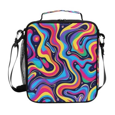 Imagem de ALAZA Lancheira térmica Rainbow Fluid Tie Dye Swirl Lancheira isolada para meninas, lancheira com alça de ombro congelável, lancheira térmica para meninas, piquenique escolar
