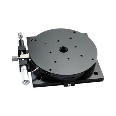 Imagem de Aoleaby Mesa deslizante manual, eixo R 125 mm, RSP125-L, rotação de 360 graus, deslocamento de precisão, plataforma de ajuste de ângulo óptica