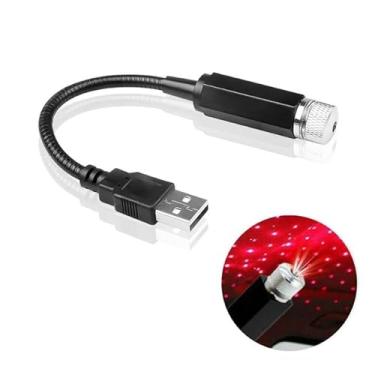 Imagem de Mini lâmpada de projeção LED Star Night, projetor de estrela de teto de carro USB luz noturna, mini lâmpada de projeção LED noite de estrelas (luz vermelha), luzes de parede