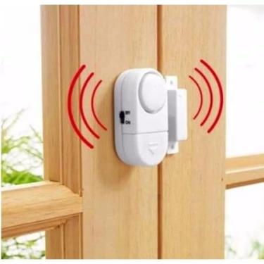 Imagem de Alarme Sonoro Magnético para Portas e Janelas Sem Fio, Branco, 90dB, Alimentado por Pilha, Fácil Instalação, 6x4x4cm