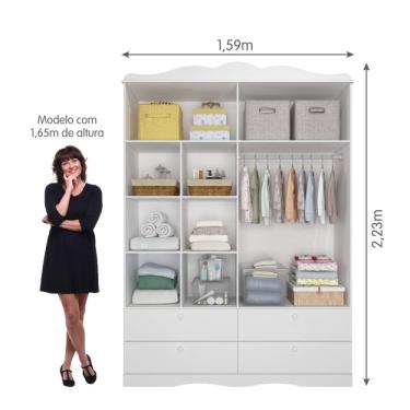 Imagem de Guarda Roupa de Bebê 4 Portas 4 Gavetas Aquarela Siena Móveis Branca