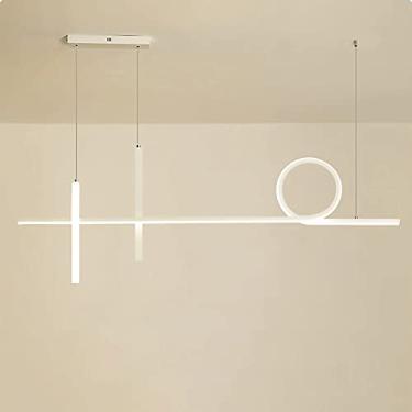 Imagem de Luminária pendente linear tubular longa, lustre ultrafino com tiras de metal, luminária suspensa moderna de LED de 40W, luminárias decorativas para restaurantes, luminárias de ilha nórdicas