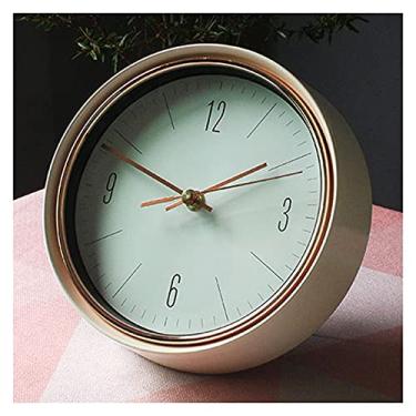 Imagem de Relógio de mesa relógio de mesa silencioso sala de estar relógio de mesa moderno minimalista relógio de quarto ornamentos para mesa de mesa bancada metal casa relógio decorativo (cor: C)