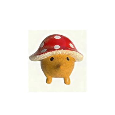 Imagem de Leheybia Estátua de jardim de cogumelo de resina, estatueta de ouriço de cogumelo, acessórios de jardim de fadas, decoração de cogumelos fofos para casa, pátio, mesa, lareira, ornamento de gramado