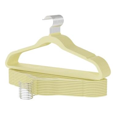 Imagem de Cabides de veludo premium, pacote com 60, cabide de feltro antiderrapante, resistente para casaco, cabides premium finos para guardar espaço para organizador de armário, gancho prateado giratório de